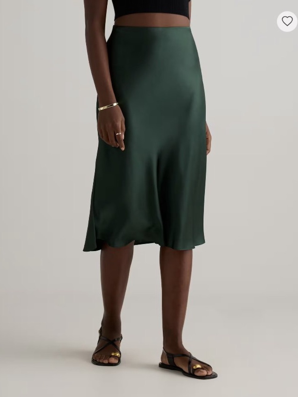 Quince Washable Silk Midi Skirt, XL Forest Green - Picture 2 of 9